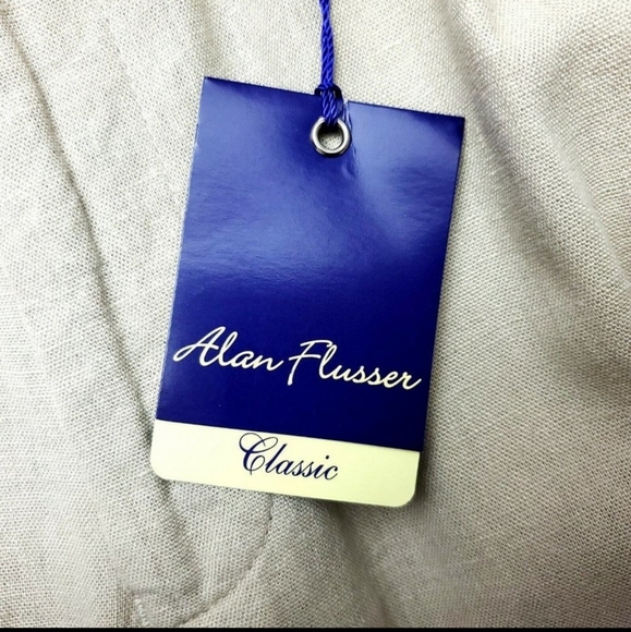 NEW Alan Flusser Linen Rayon Cream Mid Rise Pleated Cuffed 36/30 - Picture 5 of 6